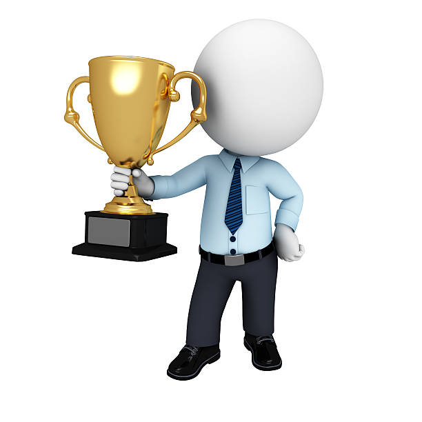 istock 3d white character as service man with trophy 186726374