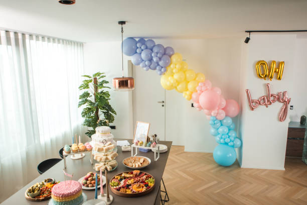 istock Bright and Airy Baby Shower Setting with Deluxe Buffet 1867271828