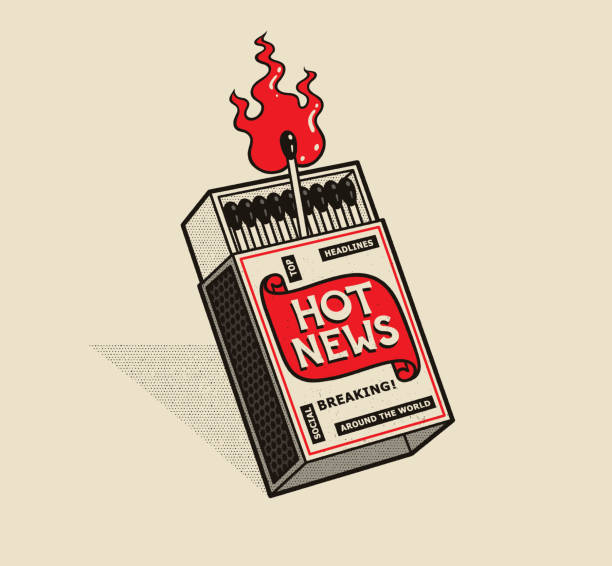 Hot News, Caixa de fósforos - ilustração de arte em vetor