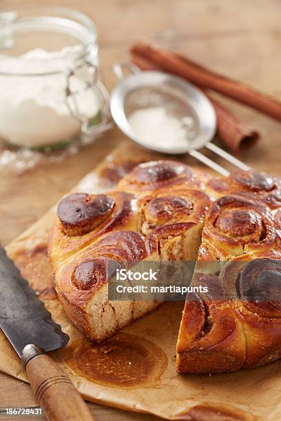 Homemade Cinnamon Roll Cake Stock Photo - Download Image Now - Baker - Occupation, Baking, Baking Bread