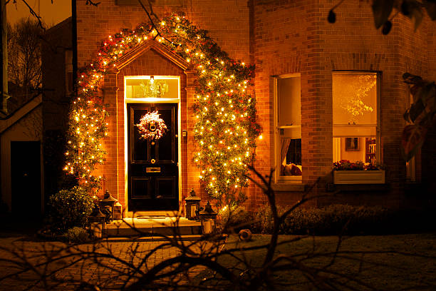 istock Christmas decorated Dublin house at night 186728474