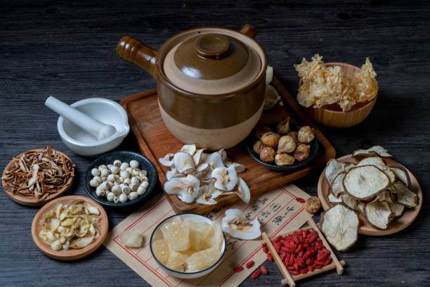 Chinese herbal supplements on the desktop