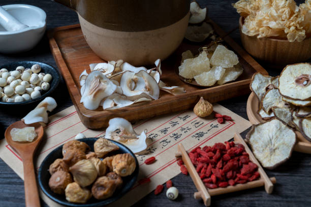 istock Chinese herbal supplements on the desktop 1867289788