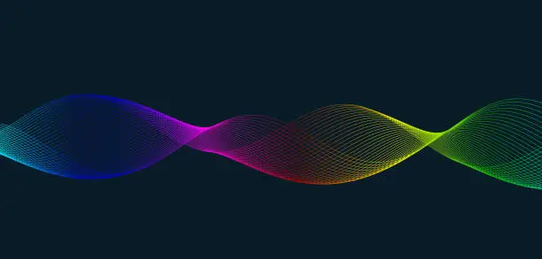 Vector illustration of Colorful wave pattern on a dark background.