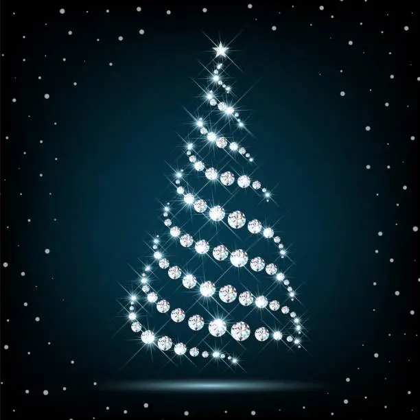 Vector illustration of Christmas tree made of sparkling diamonds vector