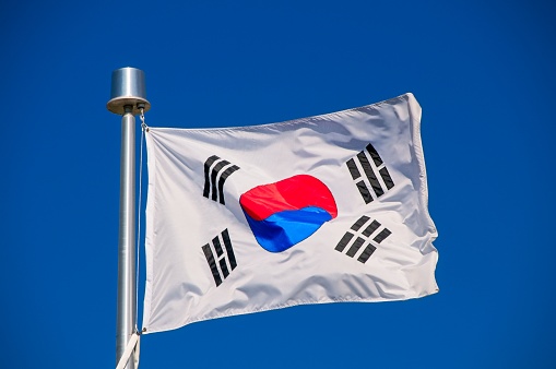South Korean Flag on a blue sky