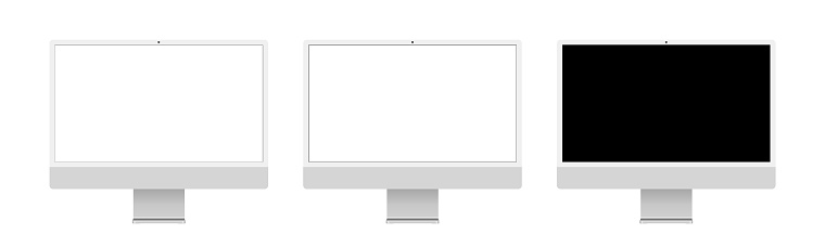 Computer monitor, imac style, PC on transparent background