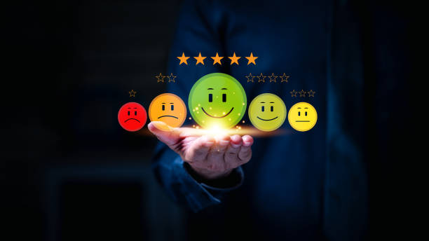 istock Satisfaction concept. Client's smile is the ultimate feedback, a tangible expression of satisfaction and happiness, reflecting the business's quality and earning positive rankings in surveys and rates 1867352789