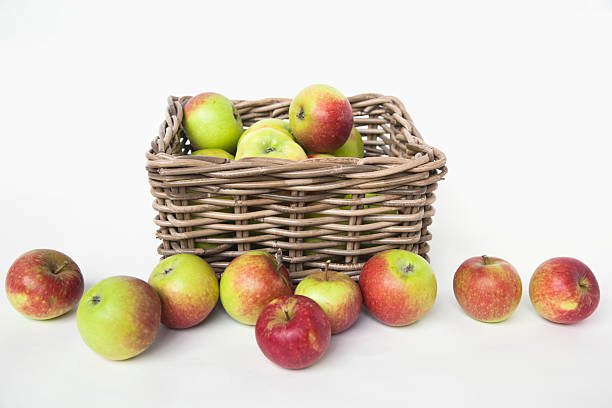 istock Apples in a basket on white background 186735309