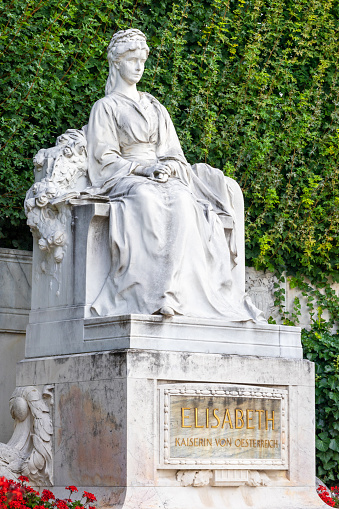 Sculpture of Empress Elizabeth of Austria, popularly known as Sissi, unveiled in 1907 in Volksgarten public park in Vienna