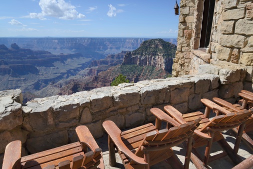The beautiful view of the North Rim of the Grand Canyon National Park in Arizona.
