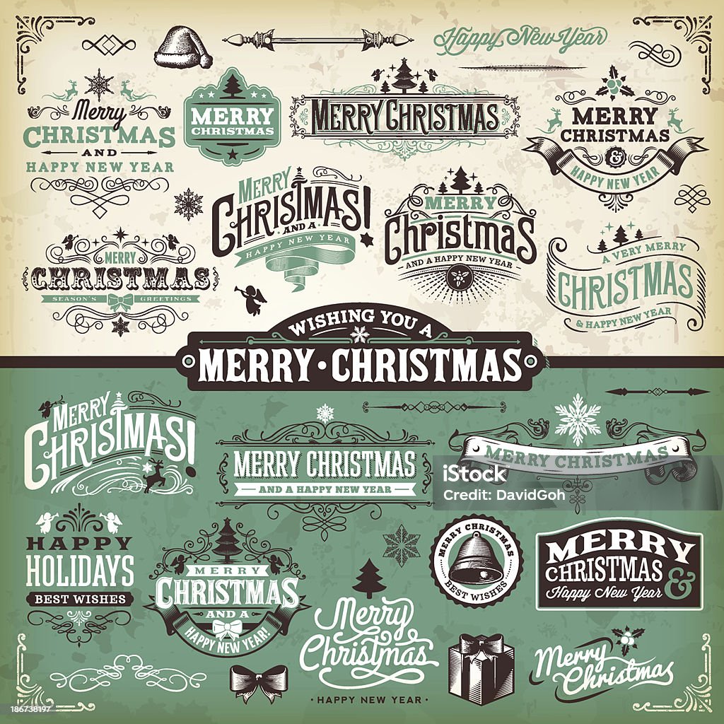 Vector illustration of Christmas labels A set of Christmas themed labels, badges and illustrations. EPS 10 file, layered & grouped,  Christmas stock vector