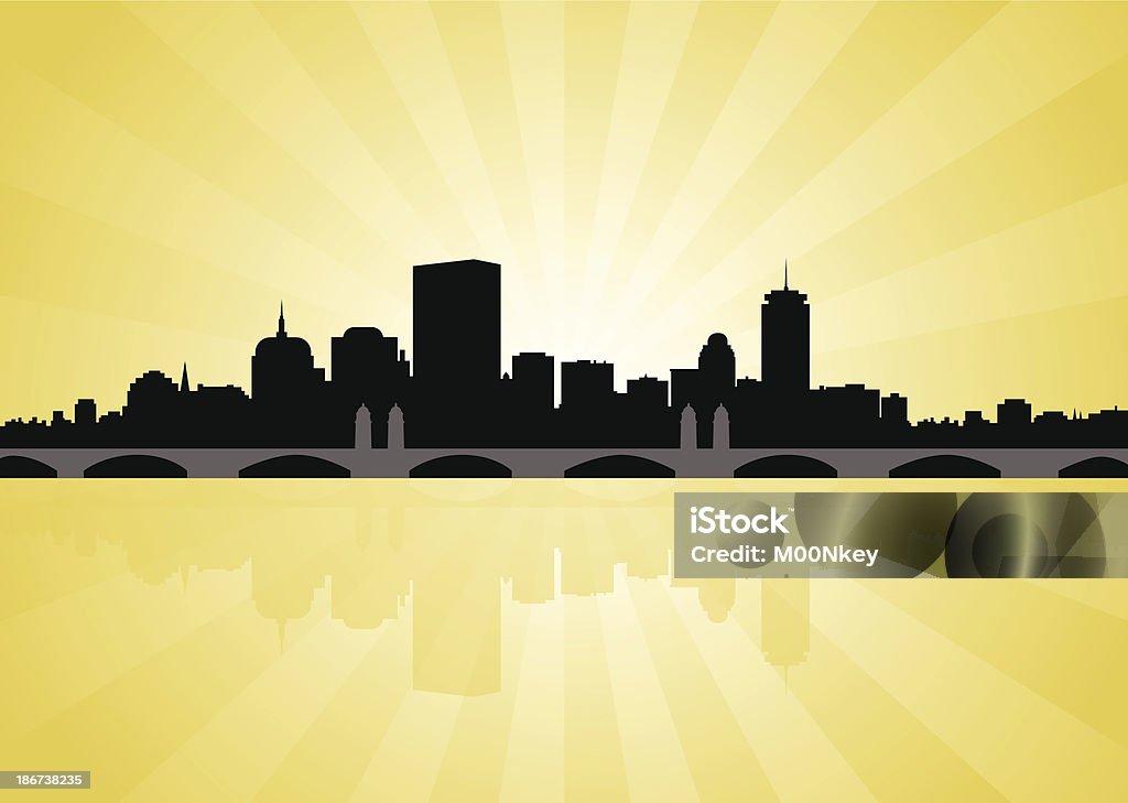 Panorama de Boston avec Pont Longfellow - clipart vectoriel de Boston - Massachusetts libre de droits