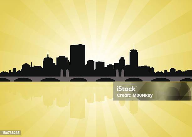 Panorama De Boston Avec Pont Longfellow Vecteurs libres de droits et plus d'images vectorielles de Boston - Massachusetts - Boston - Massachusetts, Horizon urbain, Illustration