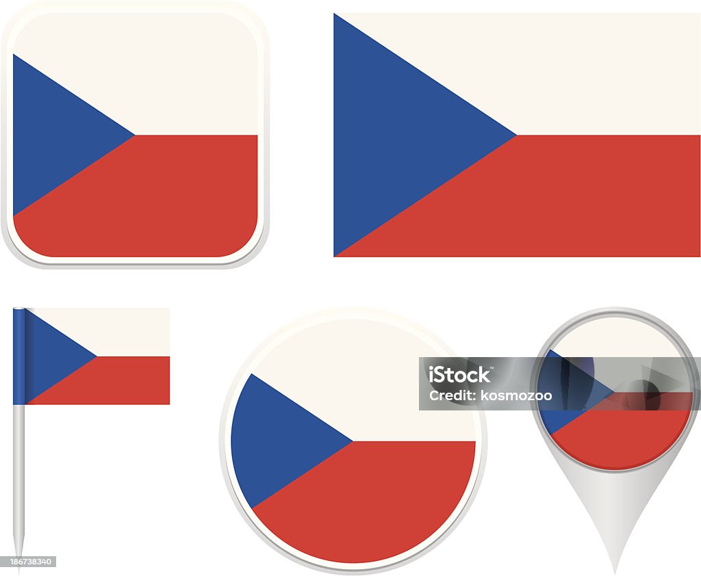 Flagi Republiki Czeskiej - Grafika wektorowa royalty-free (Biały)
