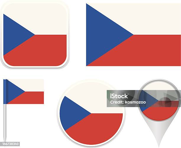 Flagi Republiki Czeskiej - Stockowe grafiki wektorowe i więcej obrazów Biały - Biały, Czerwony, Etykieta