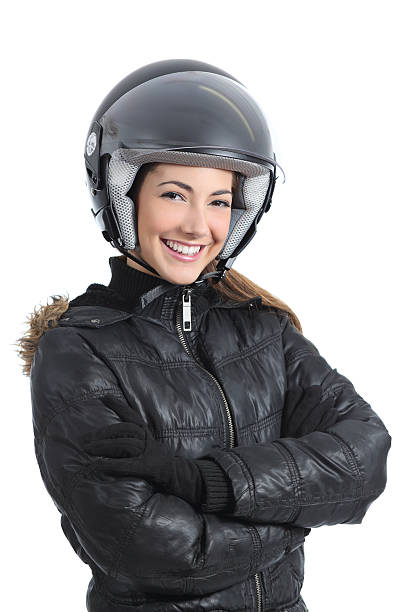 bela mulher urbana de ciclista em um capacete - sports glove protective glove equipment protection - fotografias e filmes do acervo