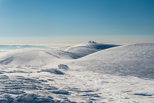 Frckov and Krizna hills from Ostredok hill in winter Velka Fatra mountains in Slovakia