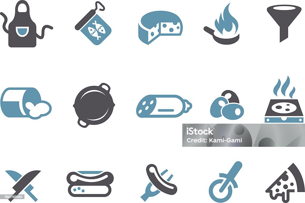 Eating Icon Set Vector icons pack - Blue Series, eating collection. Apron stock vector