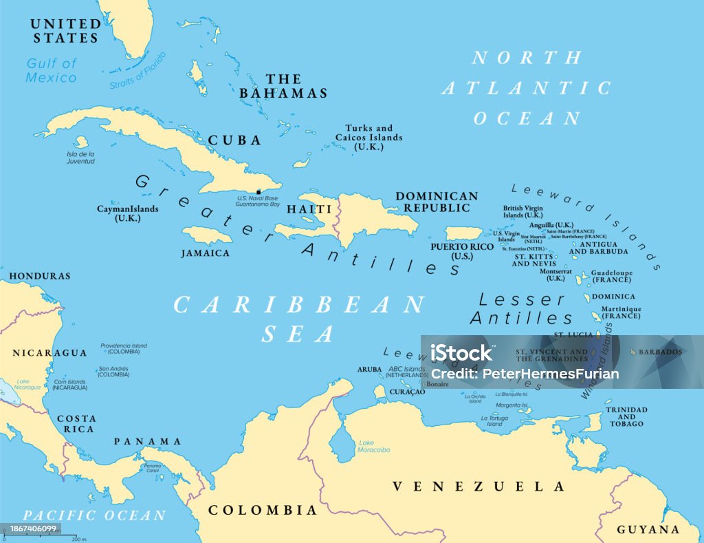 The Caribbean Sea and its islands, subregion of the Americas, political map The Caribbean Sea and its islands, political map. The Caribbean, a subregion of the Americas, with the West Indies, compromising independent island countries and dependencies in three archipelagos. Map stock vector The Caribbean Sea and its islands, subregion of the Americas, political map The Caribbean Sea and its islands, political map. The Caribbean, a subregion of the Americas, with the West Indies, compromising independent island countries and dependencies in three archipelagos. Map stock vector