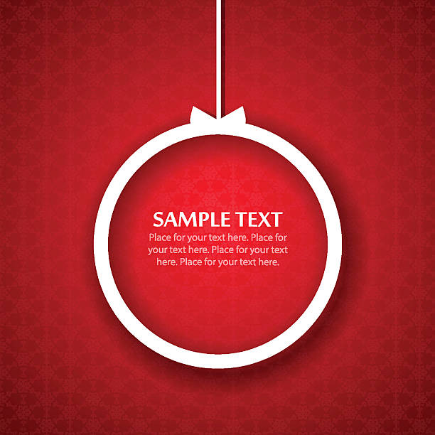 Simple red Christmas background with white ornament outline vector art illustration