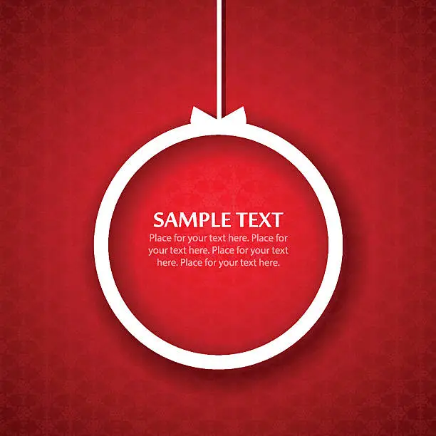 Vector illustration of Simple red Christmas background with white ornament outline