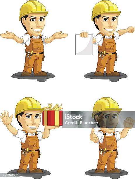 Mascotte Personalizzabile Di Costruzione Industriale Operaio 11 - Immagini vettoriali stock e altre immagini di Operatore edile