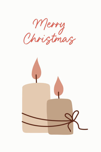 istock Christmas card flat vector in cartoon style. Candles on a white background. Merry Christmas concept 1867412436
