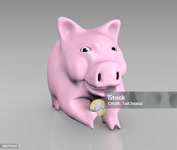 Photo libre de droit de Piggy Se Tenant Un Euro banque d'images et plus d'images libres de droit de Affaires - Affaires, Affaires d'entreprise, Amélioration