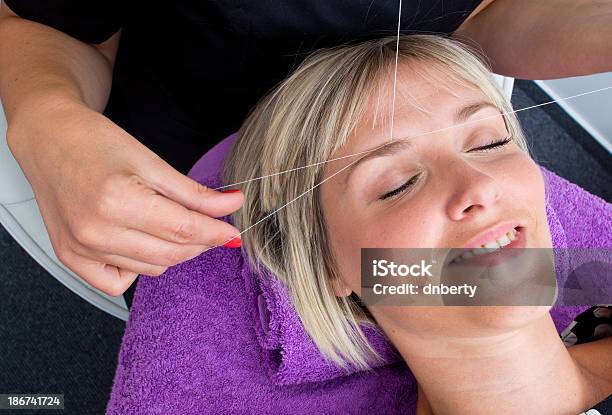 Threading Hair Removal Stock Photo - Download Image Now - Eyebrow Waxing, Eyebrow, Threading