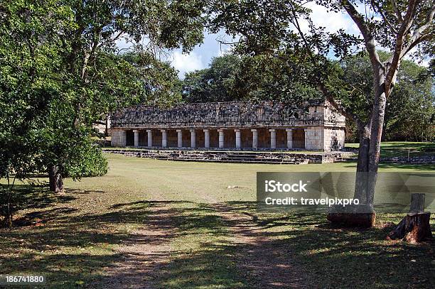 Colonnade Structure At Uxmal Mexico Stock Photo - Download Image Now - Architectural Column, Building Exterior, Uxmal