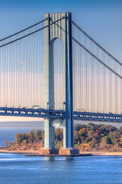 베라자노-내로우 구름다리, 뉴욕 - staten island new york harbor sea harbor 뉴스 사진 이미지