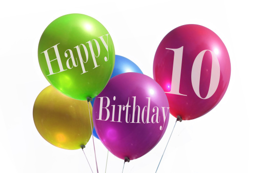Happy Birthday Party Ballons 10 Years Stock Photo - Download Image Now -  Birthday, Number 10, Balloon - iStock