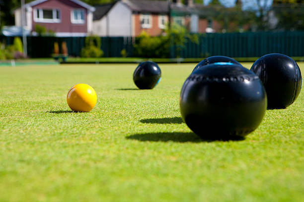 On the bowling green stock photo
