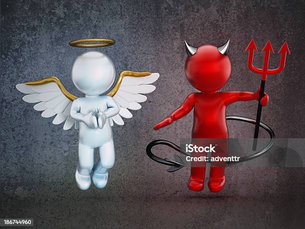 Anjo E O Diabo - Fotografias de stock e mais imagens de Anjo - Anjo, Diabo, Demónio - Personagem fictícia