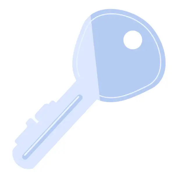 Vector illustration of Flat Metal Waste Door Lock Key Icon