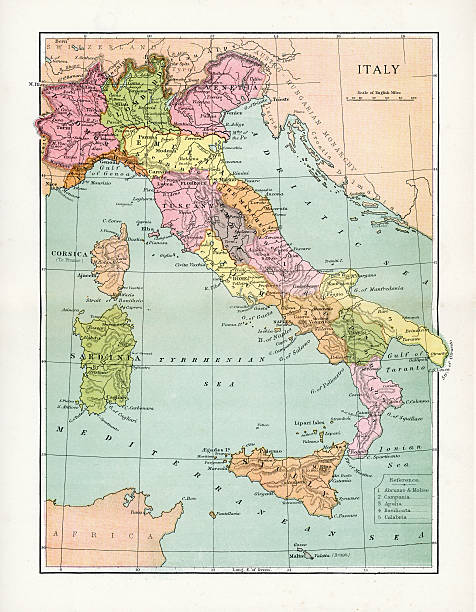illustrazioni stock, clip art, cartoni animati e icone di tendenza di antico mappa di italia - romagna
