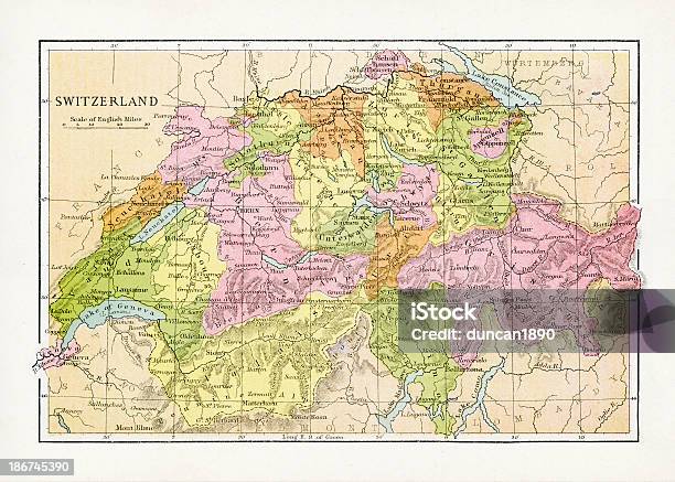 Ilustración de Antiguo Mapa De Suiza y más Vectores Libres de Derechos de Mapa - Mapa, Cantón de Ticino, Cantón de Valais