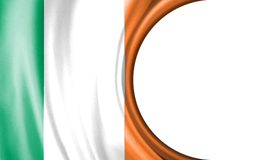 Abstract illustration, Ireland flag with a semi-circular area White background for text or images.