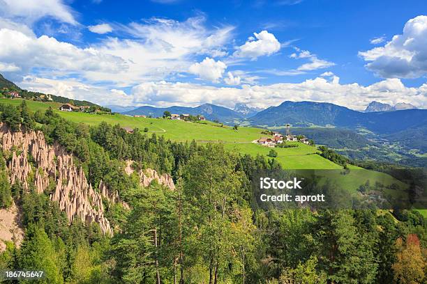 Earth Pyramids Of The Renon In Southtirol With Dolomites Stock Photo - Download Image Now
