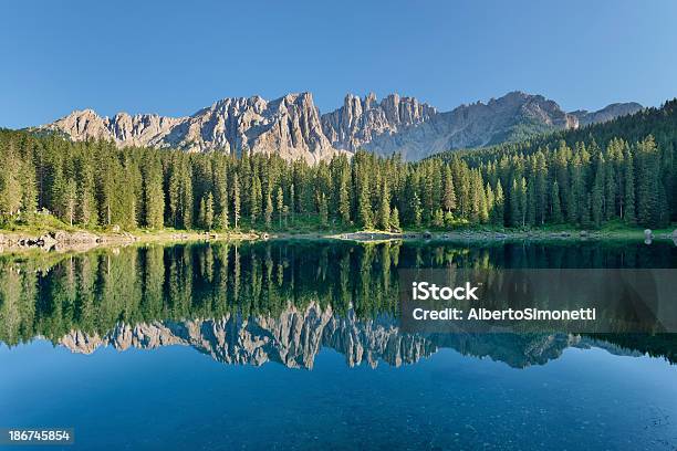 Lago Di Carezza - Fotografie stock e altre immagini di Dolomiti - Dolomiti, Lago di Carezza, Albero