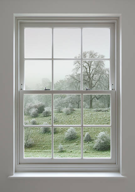 istock Georgian window with frosty view 186746042