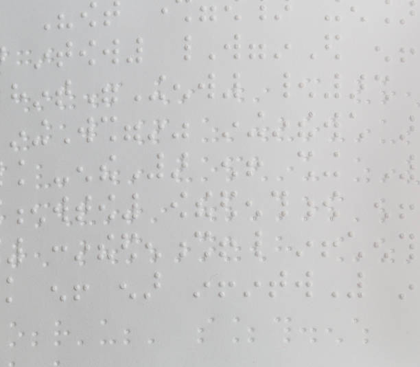 istock Close-up of a sheet with braille text. 186746525