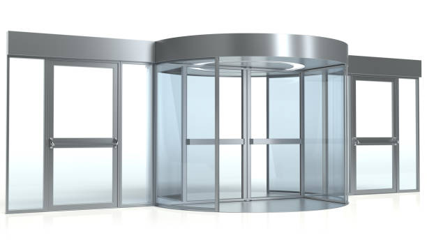 istock Revolving door isolated on white 1867477860