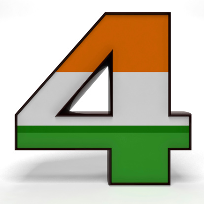 number 4 with textured with Indian flag colors