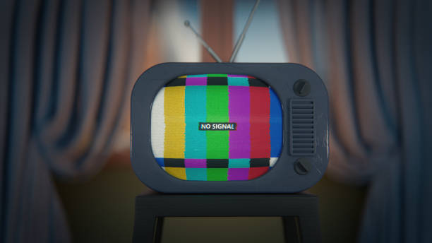 istock Old TV with no signal test grid 3D render 1867483717
