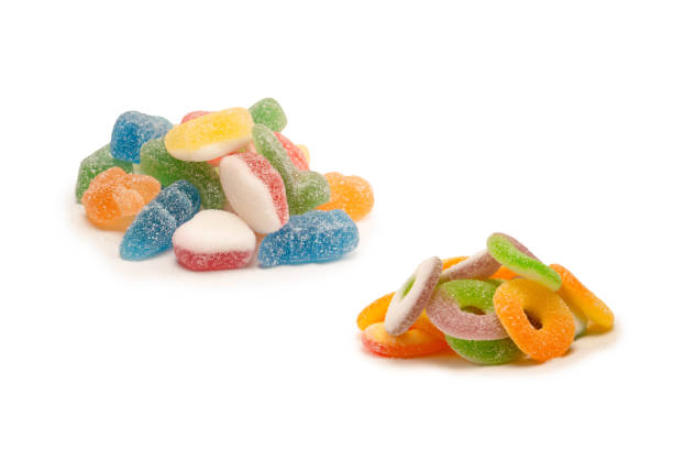 istock Assorted gummy candies isolated on a white background. Top view. 1867483756