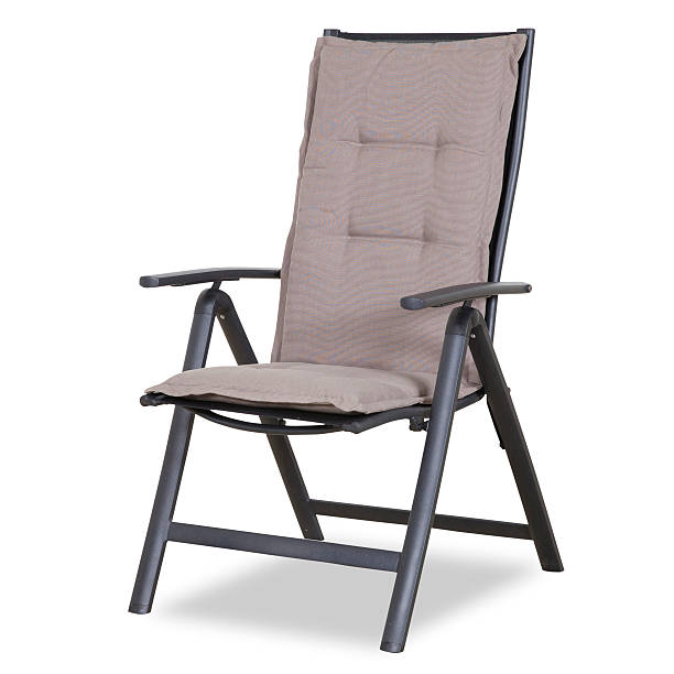 istock Foldable Aluminium And Pine Deck Chair Isolated 186749369