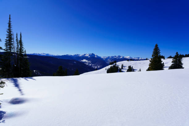 vail colorado back bowls holy cross view en invierno - skiing colorado sawatch range usa fotografías e imágenes de stock