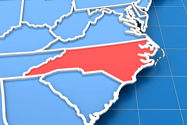 istock 3d render of USA map with North Carolina state highlighted 186750483
